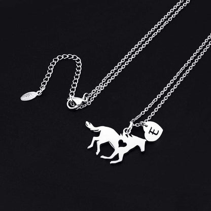 Horse Gifts for Girls Necklace - Stainless Steel Dainty Horse Pendant Heart 26 Initial A-Z Necklaces for Women Girl