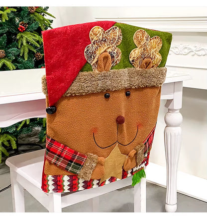 1/2/4/6/8Pcs Christmas Dining Chair Back Cover Xmas Gifts Kitchen Chair Slipcover Christmas Chair Decoration Cover Home Party