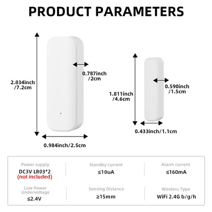 Zigbee or Wifi Window Door Sensor with Battery Tuya Smart Home Security Alarm System Voice Control via Alexa Google Home Smart